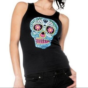 Black Skull Print Women’s Top